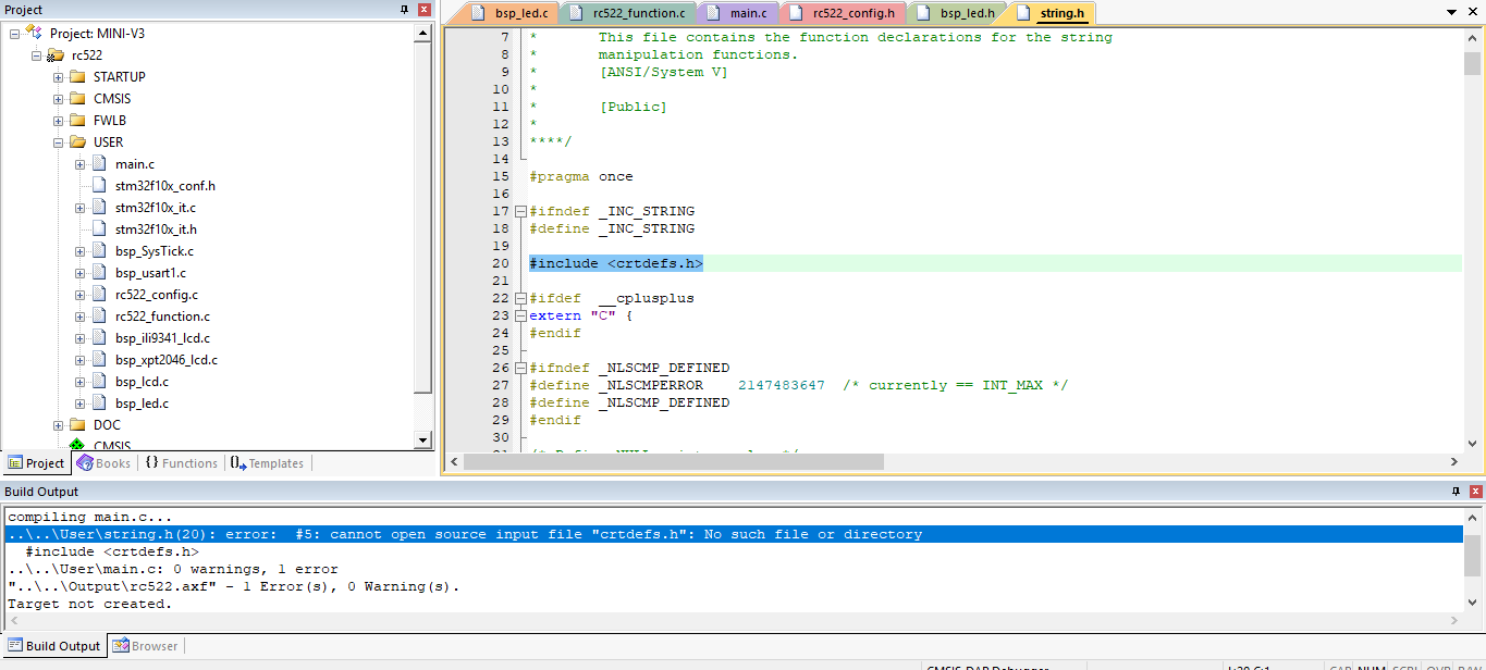 错误描述及string.h